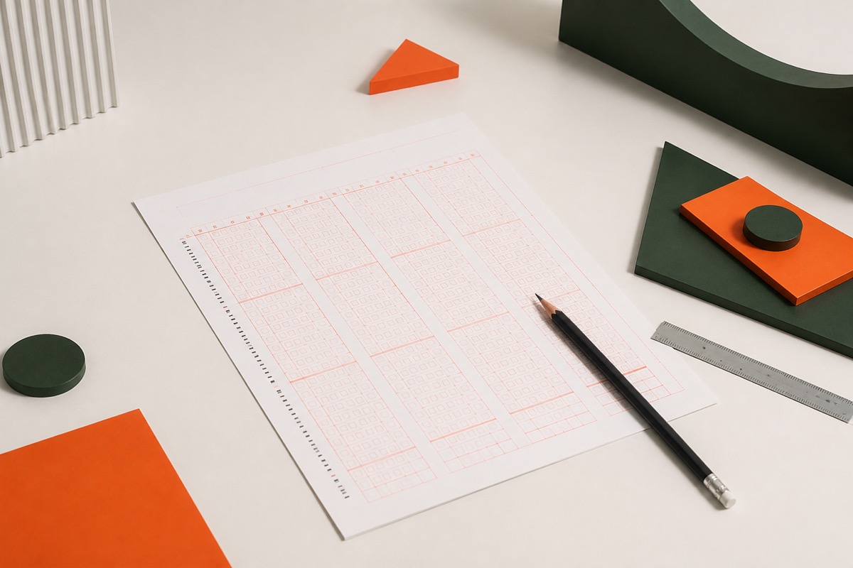 Grille d’analyse et crayon sur un bureau clair