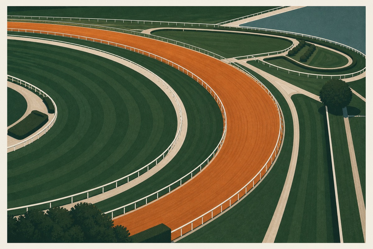 Vue aérienne graphique d’un hippodrome